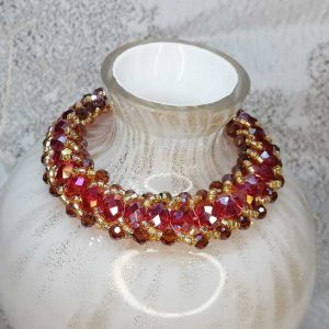Red Gold Crystal Bracelet with T-Bar - 205mm